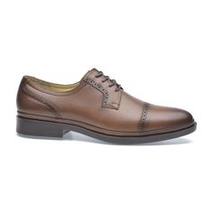 These oxfords are designed to fit ergonomically offering premium Comfort, Made of Premium soft lambskin Leather. Whole size only, please choose one number above if you usually wear half number (e.g. if your size is 7.5 then go up to 8) Made in Mexico These stylish shoes are the perfect blend of fashion and function. Manufactured with the highest quality materials, they are built to last. The comfort level of these shoes is unmatched, providing all-day support for your feet. Brown Cap Toe Shoes For Semi-formal Occasions, Classic Brown Dress Shoes With Goodyear Welt, Brown Cap Toe Derby With Goodyear Welt, Brown Cap Toe Derby With Goodyear Welted, Classic Brown Cap Toe Dress Shoes, Brown Almond Toe Oxfords For Business Casual, Brown Goodyear Welted Cap Toe Dress Shoes, Brown Wingtip Leather Derby Shoes, Brown Oxfords For Business