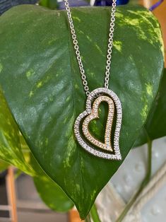 "Designer 14K White Gold DIAMOND Double Heart LARGE Pendant 20\" Necklace! Beautiful necklace with double heart pendant on an attached 20\" 14k white gold chain!  * Unique and very pretty! * Double heart pendants is white and yellow gold * Heart pendant measures approximately 1\" x 6/8\" * Approximately seventy (70) natural round cut diamonds! * 10.4 Grams. * Hallmarked 14k diamonds fully tested!   Shipped fast and FREE, fully insured in a gift box! I guarantee item to be exactly as described an White Diamond Cut Double Heart Necklace, White Double Heart Jewelry With Vvs Clarity, White Double Heart Diamond Cut Necklace, Double Heart Diamond Cut Necklace, White Diamond Double Heart Necklace, Diamond Cut Double Heart Necklace For Anniversary, White Double Heart Diamond Necklace, Double Heart Diamond Cut Necklace For Anniversary, White Double Heart Necklace With Diamond Accents