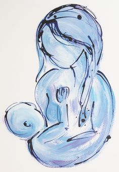 a drawing of a woman holding a baby