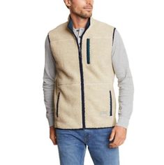 Burly, high-pile sherpa fleece makes this full-zip vest ideal as an insulating layer in cold weather, as well as an outer layer in milder conditions. Casual Fleece Vest For Winter, Casual Fleece Vest With Pockets, Casual Winter Fleece Vest, Season Activities, Vest Outfits Men, Outerwear Vest, Outfits Men, Fleece Vest, Vest Outfits