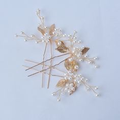 PRICES MAY VARY. This sparkle set of 3 pearl flower and golden leaf hair pins will beautifully and effortless emphasize the beauty of the bride. 100% Handmade and crafted Wedding Headpiece features with U shaped hair clip design fit most hairdo styles, easy and flexible to wear and comfortable to hold. This hair piece set is also gorgeous choice for party, evening and any other occasions.The chic design will make you elegant and charming. A nice gift for your mom/daughters, sisters, and best fri Hoco Hair Accessories, Vine Hair Piece, Solstice Wedding, Gold Hair Pins, Wedding Hair Pin, Bridal Hair Pins Pearl, Bride Hair Piece, Flower Hair Accessories Wedding, Gold Hair Pin