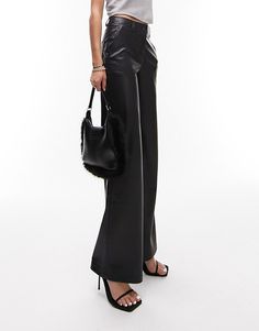 Wide Leg Pants by Topshop Welcome to the next phase of Topshop High rise Belt loops Functional pockets Wide leg Faux Leather Wide Leg Pants, Leather Wide Leg Pants, Maxi Dress Trend, Plus Size Pregnancy, Skirted Swimwear, Swimwear Accessories, Wide Leg Trousers, Festival Fashion, Fashion Advice