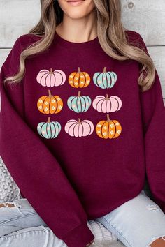 Cute Groovy Pumpkins Graphic Fleece Sweatshirts.Unisex Crew Neck Long Sleeve Sweaters Knits.Crafted from premium materials, tailored to your lifestyle, ensuring a comfortable fit for any occasion.Family Group Uniforms Birthday Party Gift Concert Festival Events.High Quality Direct To Film Printed Graphic Design.50%COTTON,50%POLYESTERNICARAGUAMade In: Nicaragua Comfortable Brown Tops For Fall, Comfortable Long Sleeve Fall Tops, Comfortable Long Sleeve Tops For Fall, Comfortable Crew Neck Fall Sweater, Comfortable Crew Neck Sweater For Fall, Casual Pink Sweatshirt For Fall, Pink Fall Tops With Ribbed Cuffs, Pink Tops With Ribbed Cuffs For Fall, Comfortable Pink Winter Tops