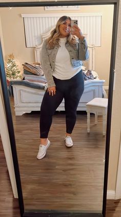 Plus Nike Outfit, Outfit Ideas With Gray Leggings, Hi Top Converse Outfit Plus Size, Plus Jean Jacket Outfits, Fall Outfit Ideas Plus Size Casual, Womens Fashion Casual Winter Fall Outfits Ankle Boots, Plus Size Casual Outfits For Work, Plus Size Fall Outfits Casual Comfy