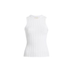 Khaite tank top in wide ribbed knit Crew neckline Sleeveless Slim fit Pullover style Cotton/silk Made in Italy