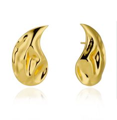 Our Rhonda Stud earrings feature a gold teardrop design with maximum shine. Perfect for any occasion, these earrings are sure to add a luxurious touch to any look. Crafted with love, these earrings are sure to make you shine! 22mm 18k gold plated over stainless steel Hypoallergenic Water & tarnish resistant Luxury Elegant Teardrop Jewelry, Luxury Teardrop Earrings With Elegant Design, Luxury Gold Teardrop Earrings, Luxury Teardrop Jewelry With Stone Setting, Designer Gold Luxury Earrings, Luxury Gold Plated Elegant Ear Cuff, Designer Luxury Gold Earrings, Designer Luxury Gold-plated Earrings, Luxury Teardrop Earrings With Stones