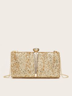 Dorado Glamour Collar  Tela Geométrico,Liso Bolsa de caja Embellished Gold Clutch, Great Gifts For Women, Cool Gifts For Women, Box Bag, Evening Clutch, Party Girls, Chain Bags, Bag Women, Olivia Mark