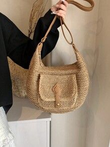 Fashionable Woven Shoulder Bag For Women, New Trendy One Shoulder & Crossbody Bag, Versatile Handbag For Casual And Stylish Outfits | SHEIN USA Crochet Shoulder Bags, Bag For Women, Fashion Online Shop, Online Fashion, All Fashion, Men's Clothing, Stylish Outfits, Shoulder Bags, Crossbody Bag