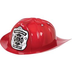 a red fireman's helmet is shown on a white background