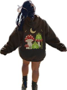 Frog Hoodie, Mushroom Frog, Kawaii Hoodie, Cottagecore Mushroom, Cottagecore Clothes, Hoodie Cute, Cute Hoodie, Hoodie Fits, Anime Hoodie