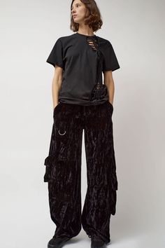 Collina Strada Lawn Cargo Pant in Black Style Pants, Cargo Pant, Black Xs, Black Floral, Cargo Pants, Patch Pocket, Versace, Mid Rise, Lawn