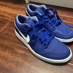 Like New, Barely Worn Royal Colors, Womens Air Jordans, Air Jordan 1 Low, Jordan 1 Low, Nike Shoes Women, Air Jordan 1, Shoes Women, Jordan 1, Blue Purple