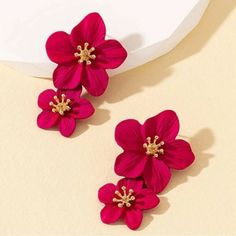 These Cut The Crap Flower Statement Earrings showcase a delicate flower design for a touch of elegance and style. 
 Crafted with precision and attention to detail, these earrings are the perfect accessory for any occasion. Made with high-quality materials, these earrings are built to last. Blossom Flower Earrings For Pierced Ears, Blossom Color Flower Earrings For Pierced Ears, Blossom Color Drop Earrings With Flower Charm, Blossom Color Flower Earrings, Flower Statement Earrings, Attention To Detail, Built To Last, Delicate Flower, Flower Design