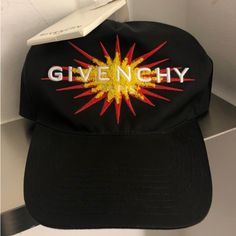 Authentic Givenchy Sun Flames Black & Orange New Snapback Condition: Brand New With Tags (Pristine Condition) Selling Because I Never Get A Chance To Wear It With My Wide Collection Of High-End Hats Only Reasonable Offers Welcome, Thanks For Your Interest. Givenchy Cap, Givenchy Hat, Knitted Wool Beanie, Givenchy Logo, Blue Beanie, Wool Beanie, Jacquard Knit, Hat Cap, Black Orange