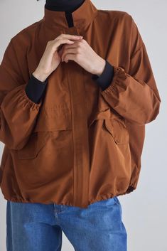 Oversized Windbreaker Jacket – Ruti Oversized Windbreaker, Poplin Blouse, Chestnut Color, Oversized Tunic, Light Rain, Utility Pants, Fashion Help, Windbreaker Jacket, Weather Conditions