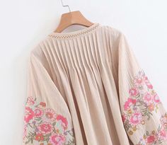 Product Details: Linen/Cotton Three quarter sleeve Tassel feature Floral pattern V-neck Lantern sleeve Tassel Shirt, Bohemian Fabric, Shirt Dress Pattern, Boho Style Outfits, Bohemian Blouses, Tassels Fashion, Boho Shirts, Embroidery Blouse, Linen Blouse