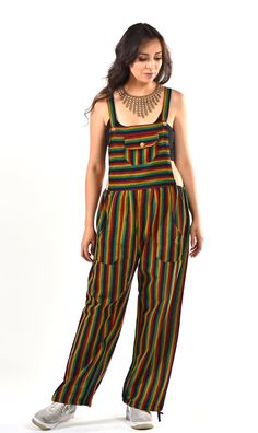 Rasta Striped Overalls Striped Overalls, Rasta Clothes, Go Pink, Pink House, Pink Houses, Every Color, Weekend Style, Festival Fashion, Black Stripes