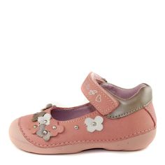 D.D. Step Toddler Single Strap Girl Sandals/Dress Shoes Light Pink With Flowers - Supportive Leather From Europe Kids Orthopedic - shoekid.ca Cute Flower Pattern, Smelly Shoes, Toddler Sandals Girl, Girls Winter Boots, Waterproof Shoes, Quality Dresses, Cute Flower, Girls Sandals, Dress Sandals