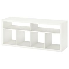 a white shelf with four shelves on each side