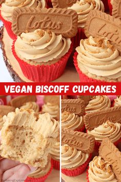 vegan biscoff cupcakes with peanut butter frosting