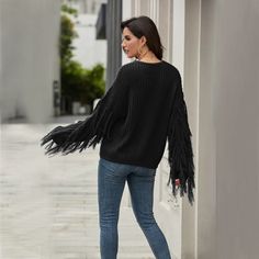 Luxy Moon Tassel Pullover Sweater For Women Moon Sweater, Fringe Sweater, Sweater For Women, Women Best, Sweaters Online, Loose Sweater, 50 Fashion, Sweater Sleeves, Cozy Sweaters