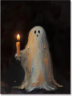 a ghost holding a lit candle in its hand