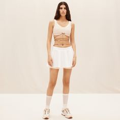 New With Tags L With Dust Bag Top Bust 34" Skirt Waist 32" Stretchy! Nike X Jacquemus, Nike Top, Skirt Shorts, Nike Sports Bra, Shorts Nike, Skirt White, Tennis Clothes, White Skirt, Nike White