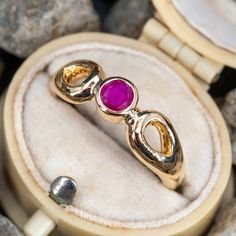 This pretty bezel set ruby ring is crafted of 14k yellow gold and is currently a size 8.75. The ruby shows light abrasions. Vintage Ruby Rings, Ruby Engagement Rings, Ruby Ring Vintage, Ruby Rings, Bezel Set Ring, Ruby Engagement Ring, Red Gemstones, Set Ring, July Birthstone