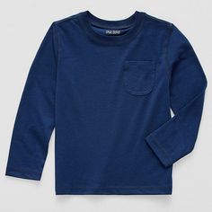 Update his everyday style with this Okie Dokie toddler and little boys long-sleeve t-shirt. It's made from a jersey cotton-blend with recycled fabric and features a regular-fit, a classic crew neckline, fitted sleeves, and a chest slip pocket. Pair it with everything from jeans to joggers. Closure Type: Pullover HeadFit: Regular FitNeckline: Crew NeckPockets: 1 Chest Slip PocketSleeve Length: Long SleeveSleeve Style: Fitted SleeveApparel Length: 16 InchesFiber Content: 60% Cotton, 40% Recycled P Basic Blue Long Sleeve T-shirt, Blue Long Sleeve Basic T-shirt, Navy Relaxed Fit Long Sleeve T-shirt, Navy Long Sleeve Relaxed Fit T-shirt, Blue Soft-washed Long Sleeve T-shirt, Long Sleeve Soft-washed Cotton T-shirt, Shirts For Boys, Okie Dokie, Fitted Sleeves