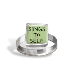 Hello ear worm people. We hear you. This adorable ring made with kiln fired enamel and sterling silver measures 3/8 by 3/8 inches on the face and comes in whole sizes 5 through 11. Great gift for any music lover.  I ship this out First Class mail with tracking in a cute gift box. To see my entire store go here: https://www.etsy.com/shop/marmar To see my gemstone and modern store go here: https://www.etsy.com/shop/marmarModern To see my pewter and glass store go here: https://www.etsy.com/shop/ma Glass Store, Modern Store, Music Jewelry, Cute Gift Boxes, Music Lover, Cute Gift, Rings Statement, Kiln, Cute Gifts