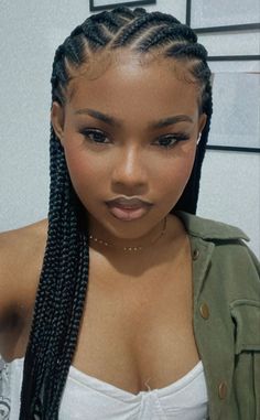 Braided Ponytail With Wavy Hair, Simple French Braids For Black Women, Side Cornrows With Box Braids, Front Cornrows Back Box Braids, Braided Hairstyles For Mixed Hair, 6-8 Feed In Braids Cornrows, Vacation Cornrows, Corn Row Hairstyles For Black Women, Push Back Hairstyles Black Women