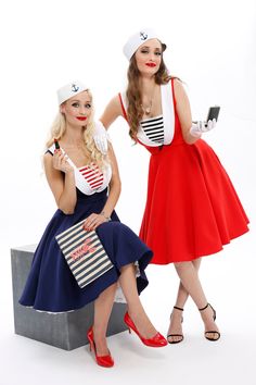 Angelina Red Sailor Dress: vintage style / pin-up / rockabilly knee-high dress by TiCCi Rockabilly Clothing Made of: flexible tissue The petticoat is optional and can be ordered separately: https://www.etsy.com/listing/61994898/rockabilly-petticoat. Custom orders are welcome. Should you have any special requests please get in touch. Our mission is to make a dress that suits your body type and which you wear with pleasure and for long. Please help us with sending your measurements based on the ph Retro Red Dress For Costume Party, Rockabilly Knee-length Party Dress, Red Rockabilly Summer Dress, Summer Rockabilly Dresses For Retro-themed Events, Red Sleeveless Rockabilly Dress, Knee-length Rockabilly Dresses For Dressmaking, Red Pinup Party Dress, Red Pinup Dress For Party, Alice In Wonderland Dress