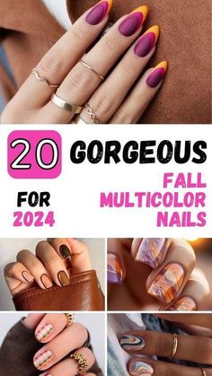 Fall Mushroom Nails, Fall Almond Nails, Orange Nail Designs, Fall Nail Ideas, Simple Fall Nails