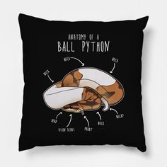 The perfect gift for snake lovers! This cute pet design features a piebald ball python with humorous anatomy labels. This design makes a great gift for reptile lovers, snake moms and dads, friends, and family. -- Choose from our vast selection of throw pillows to match with your desired size to make the perfect custom pillow. Pick your favorite: Movies, TV Shows, Art, and so much more! Available in extra small, small, medium, large. For beds, couches/sofas, love seats, and chairs. Perfect for de Piebald Ball Python, Ball Python Snake, Snake Pillow, Pet Design, Snake Lovers, Python Snake, Ball Python, Cute Pet, Head And Neck