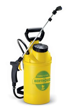 a yellow and black sprayer on a white background