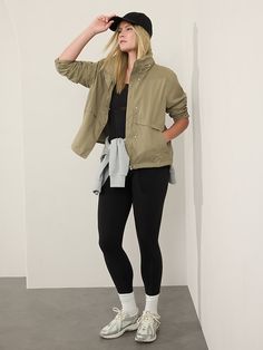 Everywhere Jacket | Athleta Affordable Oversized Casual Utility Jacket, Fall Breathable Athleisure Track Jacket, Fall Athleisure Cotton Track Jacket, Fall Cotton Athleisure Windbreaker, Athleta Outerwear, Athletic Jacket Outfit, Tan Jacket Outfit, Athletic Fall, Casual Autumn Outfits Women