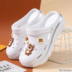 Orcajump - Sturdy Platform Sandals - Comfortable, Slip-Resistant, and Stylish Footwear for Outdoor Activities White Flat Sandals With Eva Material, White Round Toe Eva Clogs, White Flat Eva Sandals, White Eva Sandals With Round Toe, White Eva Clogs With Round Toe, White Casual Eva Clogs, White Non-slip Flat Heel Sandals, White Non-slip Eva Slippers, White Synthetic Clogs For Vacation