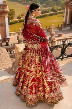 Luxury Wedding Gown With Dori Work, Luxury Red Nida Dresses, Ivory And Red Indian Wedding Dress, Luxury Red Chinon Gown, Red Native Amircan Wedding Dresses, Bridal Choli, Princess Anime, Red Lehenga Choli, Pakistani Bridal Dress