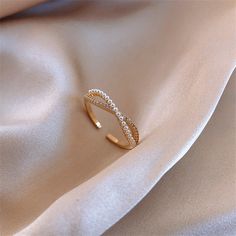 Luxury Gold Color Pearl Zircon Rings for Woman Vintage Sexy Open Ring Party Joint Ring Fashion Elegant Jewelry Gifts خواتم خطوبة, Infinity Rings, Jewelry Girl, Swarovski Ring, Womens Rings Fashion, Gold Rings Fashion, Gold Ring Designs, Golden Jewelry, Rings Jewelry Fashion