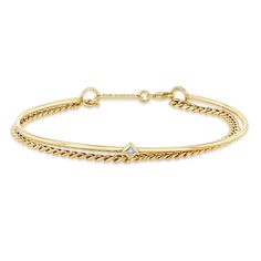 Zoë Chicco 14k Gold Princess Diamond Cuff & Small Curb Chain Double Bracelet – ZOË CHICCO Yellow Gold Double Band Jewelry With Diamond Accents, Gold Double Band Diamond Jewelry, Gold Diamond Double Band Jewelry, Gold Bangle With Single Diamond, Double Bracelet, Double Chain Bracelet, Wire Cuff, Heavy Chain, Princess Cut Diamond