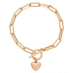 It Is Very Light Because The Best Quality Material Is Used In Our Products. Bracelet Can Be Used 8- 8.6 Inch It’s Elegant Appearance Is Made By Jewelry. Condition: Brand New *Color: Gold *Size; Os *18k Gold Plated Has Rhodium Finish For Extra Shine And Also Extra Protection *Quantity: One Piece *100 % Lead And Nickel Free *100 % Hypoallergenic *Will Not Tarnish Or Fade Important Tips For Long-Lasting Jewelry: - Keep Jewelry Away From Krem,Perfume Etc - Do Not Sleep With Your Jewelry And Do Not W Trendy Gold Heart Bracelet With Chain, Rose Gold Metal Bracelet As A Gift, Gold Heart-shaped Chain Bracelets, Elegant Link Jewelry For Valentine's Day, Trendy Rose Gold Heart Bracelet For Valentine's Day, Gold Heart Charm Bracelet With Chain, Gold Metal Chain Bracelet For Valentine's Day, Rose Gold Chain Bracelet With Heart Charm, Trendy Gold Heart Bracelet With Heart Charm