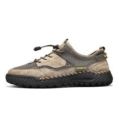 Category:Sneakers; Upper Materials:Premium Leather; Lining Materials:Mesh; Gender:Men's; Toe Shape:Round Toe; Outsole Materials:Rubber; Closure Type:Lace-up; Function:Comfortable,Slip Resistant; Listing Date:07/24/2024; 2024 Trends:Handmade Shoes Shoes For Summer, Hiking Sneakers, Funky Shoes, 2024 Trends, Outdoor Shoes, Grey Khakis, Outdoor Hiking, Handmade Shoes, Hiking Shoes