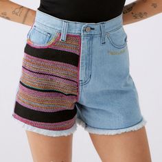 Staple High-Waisted Short From Bdg. Crafted From Rigid Denim With A Relaxed A-Line Silhouette For A Subtly Retro Style. Sits High On The Waist With 5 Pockets And A Zipper Fly. Finished With Embroidered Details Throughout And A Raw Cutoff Hem. Content + Care - 100% Cotton - Machine Wash - Imported Relaxed Fit Multicolor Denim Bottoms, Multicolor Cotton Mid-rise Bottoms, Multicolor Mid-rise Cotton Bottoms, Multicolor High Rise Denim Bottoms, High Rise Multicolor Cotton Bottoms, Trendy Multicolor Denim Jean Shorts, Multicolor High-rise Bottoms With Pockets, Multicolor High Rise Bottoms With Pockets, Multicolor Denim Shorts With Pockets