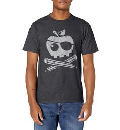 PRICES MAY VARY. Teachers, great shirt for Talk Like a Pirate Day on September 19. Cool teacher t-shirt to impress your students. Be the coolest Pirate Teacher. Great costume for teachers. This teacher's Halloween shirt will make you the coolest teacher with this apple and pencil jolly roger design t-shirt. This funny pirate shirt for teachers is great year round. Lightweight, Classic fit, Double-needle sleeve and bottom hem Trendy Fall T-shirt For School, Casual Streetwear T-shirt For Back To School, Trendy School T-shirt For Fall, Casual Fall T-shirt For School, Relaxed Fit T-shirt For School In Fall, Black T-shirt For School In Fall, Black Fall School T-shirt, Black Cotton T-shirt For Back To School, Casual T-shirt For Back To School