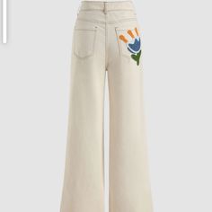 Cider Wide Leg Trousers With Embroidered Back Pocket. New With Tags. Long Trousers, Trouser Pants, Wide Leg Trousers, Jeans Pants, Cider, Womens Bottoms, Wide Leg Pants, Fashion Brand, Pant Jumpsuit