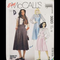 a woman's dress and top sewing pattern from the early 1960s, with an apron