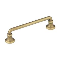 an antique brass pull handle on a white background with clipping for text or image