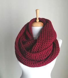 "This handknit infinity scarf is perfect and cozy accessory to keep you warm and stylilsh. The scarf is long to make two big loops, its very soft and comfortable. Material: extra soft acrylic and wool yarn Color: On the Photo - 14 Bordo Width: 40 cm/ 16'' Lenght: 170 cm/ 85\" Each scarf comes beautifully packed and is ready to give as a gift (: I will also gladly include a gift note Care: Handwash in luke warm water, lay flat to dry. Can also be washed in a washing mashing at gentle cycle, do no Handmade Knit Scarves For Fall, Handmade Knit Scarf For Fall, Handmade Knit Scarves For Winter, Cozy Crochet Yarn Infinity Scarf, Handmade Scarves For Cold Weather, Hand Knitted Acrylic Infinity Scarf For Winter, Hand Knitted Acrylic Yarn Infinity Scarf For Winter, Hand Knitted Yarn Infinity Scarf For Winter, Yarn Infinity Scarf For Fall