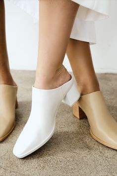 Unveiling Jolene: The 2-Inch Heel Mule for Every Season Slip On Mules, 2 Inch Heels, Nappa Leather, Leather Heels, Mule, White Leather, Heeled Mules, Bootie, Heel Height