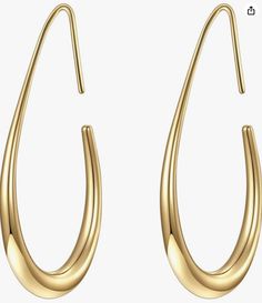 Lightweight Teardrop Hoop Earrings for Women - 14k Gold/White Gold Plated Large Oval Pull Through Hoop Earrings High Polished Statement Jewelry Gift for Women Teen Girls Teardrop Hoop Earrings, Oval Earring, Pull Through, Large Hoop Earrings, Hypoallergenic Earrings, Christmas Gifts For Women, Jewelry Earrings Hoops, Elegant Earrings, Copper Jewelry